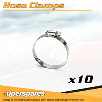 10 x Superspares Hose Clamps 52-76mm Perforated Band Part Stainless