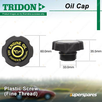 Tridon Oil Cap Plastic Screw Fine Thread 33.0mm for Toyota Cavalier TJG 2.4L