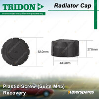 Tridon Recovery Radiator Cap Plastic Screw for Alfa Romeo 75 90 166 Spider