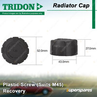 Tridon Recovery Radiator Cap Plastic Screw for Fiat Regata 85S 100S