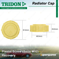 Tridon Recovery Radiator Cap Plastic Screw for Mazda Mazda2 DY DE 1.5L