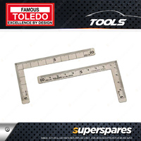 Toledo stainless steel Mini Square Metric & Rule 150 x 75mm width 10mm