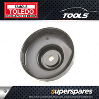 Toledo Oil Filter Cup Wrench - 74mm 15 Flutes with Hex Adaptor Alloy steel Black