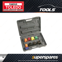 Toledo 9Pcs of Radiator Cap Pressure Tester Adaptor Set - heavy duty ABS plastic