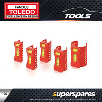 Toledo 5pc of Pipe Bubble Level Set - Size 1/2" 3/4" 1" 11/4"-11/2" 2"