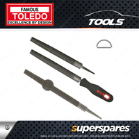 Toledo 350mm Length Half Round File with Second Cut With Handle & Carded Pack