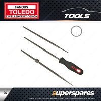 Toledo 350mm Length Round File with Second Cut With Handle & Carded Pack