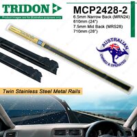 Pair Tridon Metal Wiper Refills 24" 28" for Hyundai i20 PB i30 i30CW FD iLoad