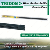 Tridon Rubber Wiper Refills 26" 14" for Honda City GM Jazz GK 1.3L 1.5L 2014-On