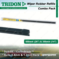 Tridon Rubber Wiper Refills 26" 14" for Nissan Pulsar B17 04/2015-05/2018