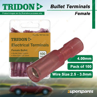 Tridon Female Bullet Terminals 4.00mm Red Wire Size 2.5 - 3.0mm 100 pcs