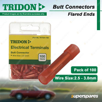 Tridon Butt Connectors - Flared Ends Red Wire Size 2.5 - 3.0mm 100 pcs