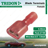 Tridon Electrical Terminals - Female Blade 6.35mm Red Wire 2.5 - 3.0mm 100 pcs