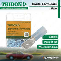 Tridon Electrical Terminals - Male Blade 6.35mm Blue Wire Size 4.0mm 100 pcs
