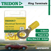Tridon Electrical Ring Terminals 6.40mm Yellow Wire Size 5.0 - 6.0mm 50 pcs