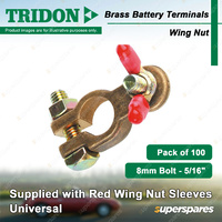 Tridon Brass Battery Terminals Red Wing Nut Universal 8mm Bolt Box of 100