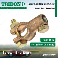 Tridon Brass Battery Terminals Screw Small Post Terminal 15-50mm2 Pack of 10