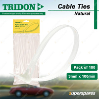 Tridon Nylon Cable Ties Natural 3mm x 100mm Pack of 100 High Quality
