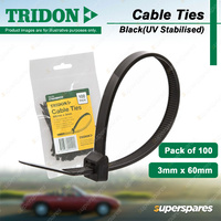 Tridon Black Cable Ties UV Stabilised 3mm x 60mm Pack of 100 High Quality