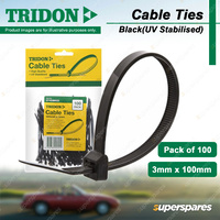 Tridon Black Cable Ties UV Stabilised 3mm x 100mm Pack of 100 High Quality