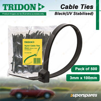 Tridon Black Cable Ties UV Stabilised 3mm x 100mm Pack of 500 High Quality