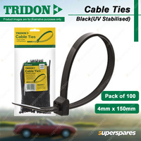 Tridon Black Cable Ties UV Stabilised 4mm x 150mm Pack of 100 High Quality
