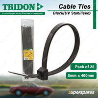 Tridon Black Cable Ties UV Stabilised 5mm x 400mm Pack of 25 High Quality