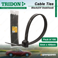 Tridon Black Cable Ties UV Stabilised 5mm x 400mm Pack of 100 High Quality