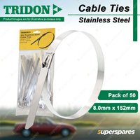 Tridon Stainless Steel Cable Ties 8.0mm x 152mm Pack of 50 High Quality