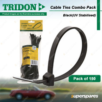 Tridon Black Cable Ties Combo Pack 100mm/160mm/200mm Length Pack of 150