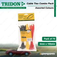 Tridon Cable Ties Combo Pack - Assorted Colours 4mm x 150mm Pack of 75