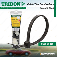Tridon Toothpaste Tube Cable Ties Combo Pack Natural & Black Pack of 200