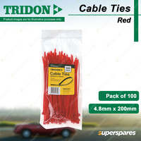 Tridon Red Nylon Cable Ties 4.8mm x 200mm Pack of 100 High Quality