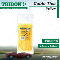 Tridon Yellow Nylon Cable Ties 4.8mm x 200mm Pack of 100 High Quality