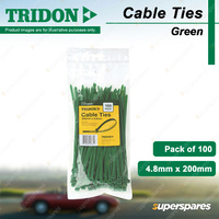 Tridon Green Nylon Cable Ties 4.8mm x 200mm Pack of 100 High Quality