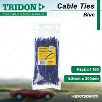Tridon Blue Nylon Cable Ties 4.8mm x 200mm Pack of 100 High Quality