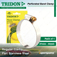 Tridon Perforated Band Regular Hose Clamp 21mm - 44mm Part Stainless Pack of 1