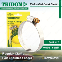 Tridon Perforated Band Regular Hose Clamp 40mm - 64mm Part Stainless Pack of 1