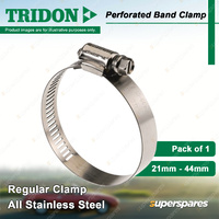 Tridon Perforated Band Regular Hose Clamp 21mm - 44mm All Stainless Pack of 1