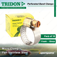 Tridon Perforated Band Micro Hose Clamps 11mm - 18mm Part Stainless Pack of 10