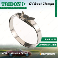 Tridon CV Boot Clamps 280mm x 6.3mm 430 Stainless Steel Pack of 20