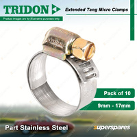 Tridon Extended Tang Micro Hose Clamps 9mm - 17mm Part Stainless Pack of 10