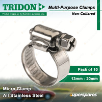 Tridon Multi-Purpose Micro Hose Clamps 13mm - 20mm Non-Collared Pack of 10