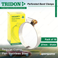 Tridon Perforated Band Regular Hose Clamps 27-51mm Pack of 10 Barcode Tagged