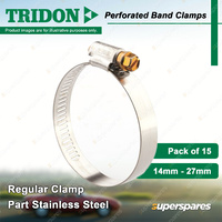 Tridon Perforated Band Regular Hose Clamps 14mm - 27mm Part Stainless Pack of 15