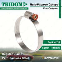 Tridon Multi-Purpose Regular Clamps 85-110mm Non-Collared Part Stainless x 10