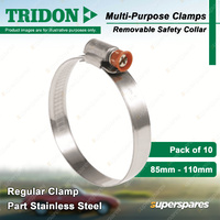 Tridon Multi-Purpose Regular Hose Clamps 85-110mm With Collar Part Stainless x10