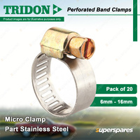 Tridon Perforated Band Micro Hose Clamps 6mm - 16mm Part Stainless 20 Pack