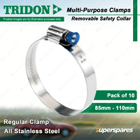 Tridon Multi-Purpose Regular Hose Clamps 85mm - 110mm With Collar Pack of 10