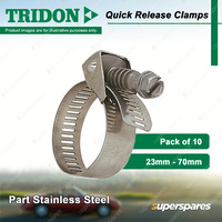 Tridon Quick Release Hose Clamps 23mm - 70mm Part Stainless Pack of 10